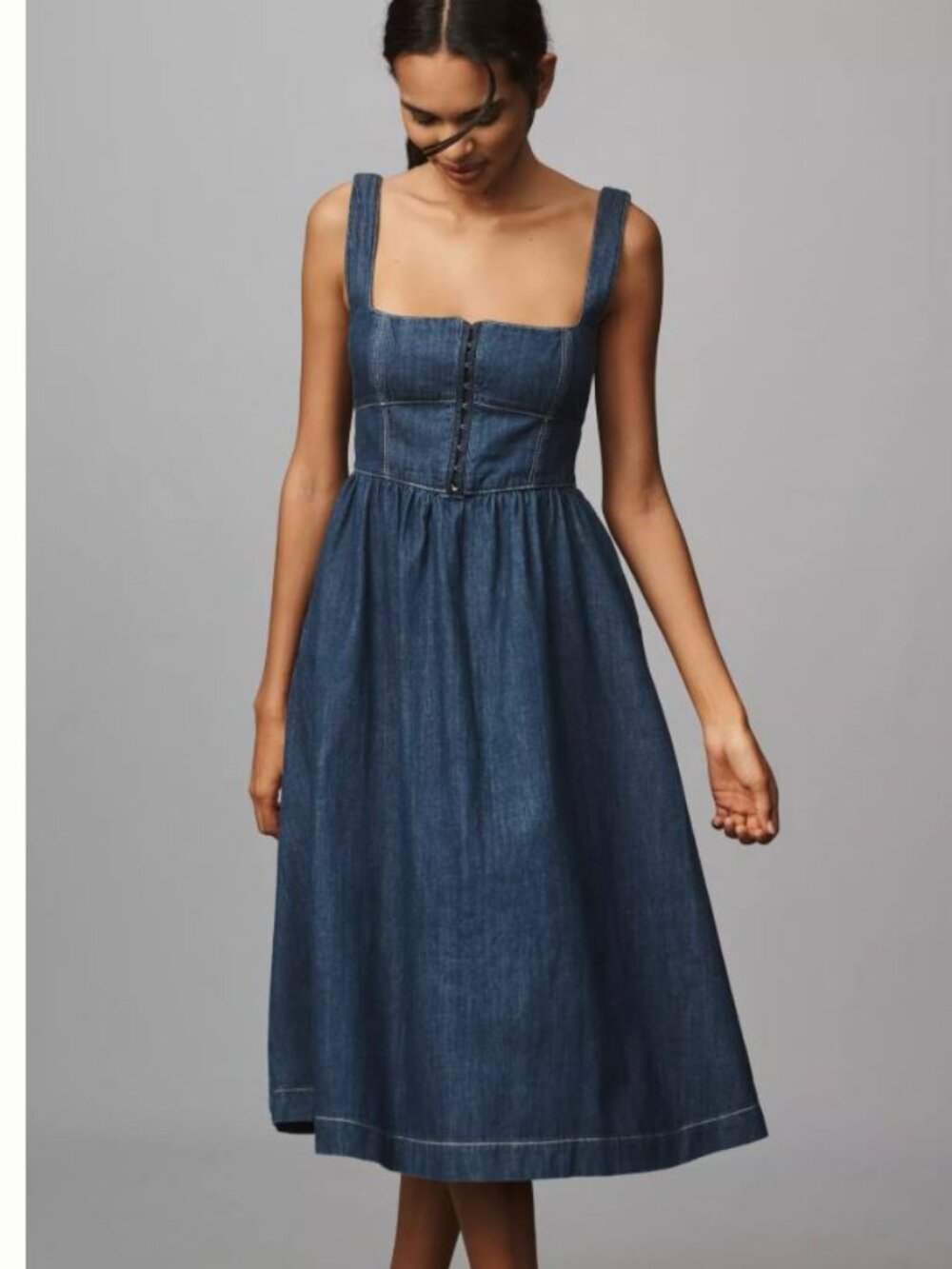 Reformation Tagliatelle Denim Midi Dress | 8